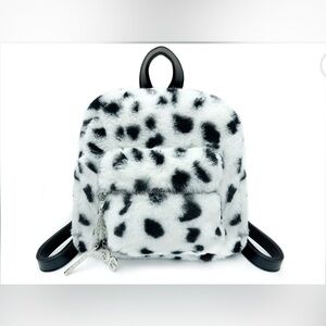 Gilda Paris Black and White Faux Fur Backpack
